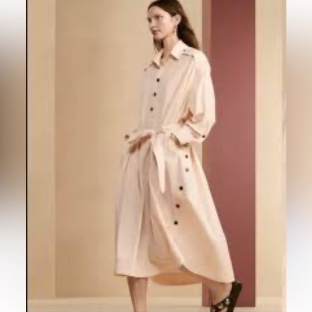 Zara SRPLS Size M-L oversized long sleeve tunic shirt dress cream beige 2690/232